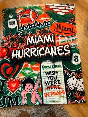 Miami Hurricanes Graphic Throw Blanket - Green & Orange